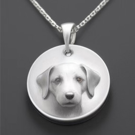 Pet Photo Engraved Necklace Round Disc Necklace with Pet Engraving